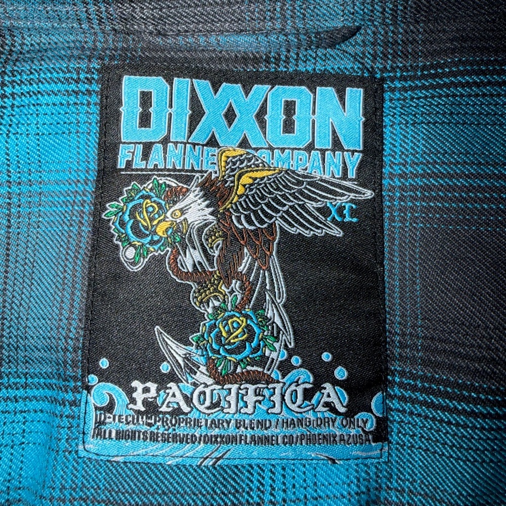 DIXXON "Pacifica" Teal and Gray Plaid Button Down Flannel Shirt Men's XL - Picture 3 of 3